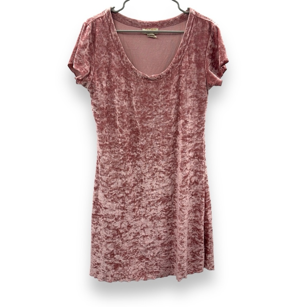 Vintage Gold Label Victoria's Secret Pink Velvet Short Sleeve Mini Dress Sz M